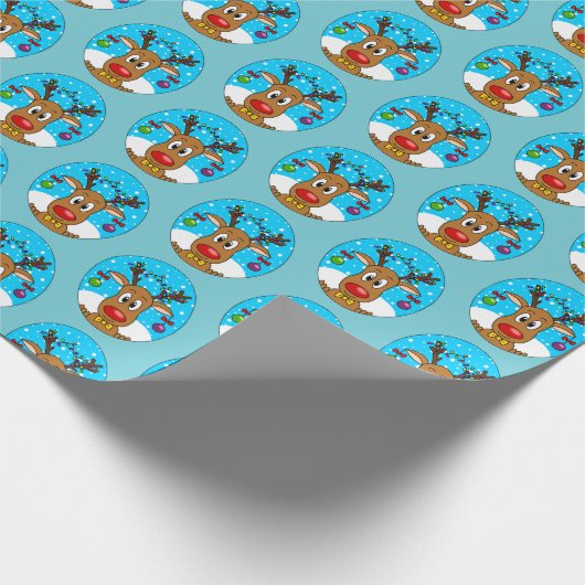 kerstrenrendierster cadeaupapier (Hoek)