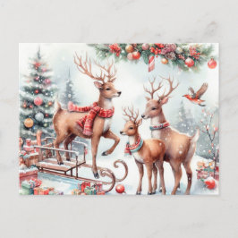 kerstrenrendierster feestdagenkaart