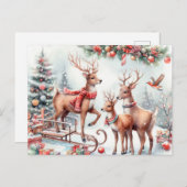 kerstrenrendierster feestdagenkaart (Voorkant / Achterkant)