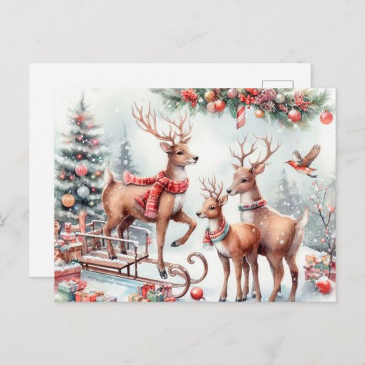kerstrenrendierster feestdagenkaart (Voorkant / Achterkant)