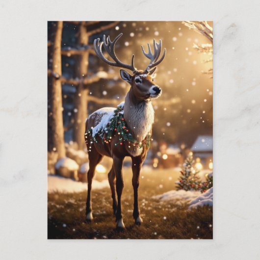 kerstrenrendierster feestdagenkaart (Voorkant)