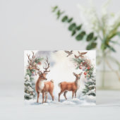 kerstrenrendierster feestdagenkaart (Staand voorkant)