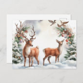kerstrenrendierster feestdagenkaart (Voorkant / Achterkant)