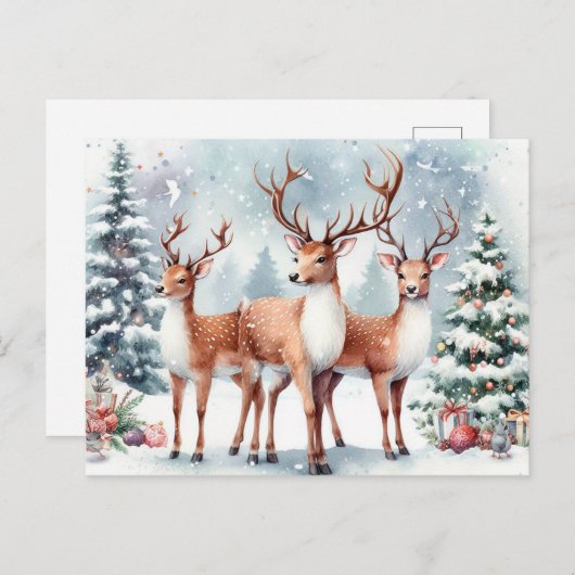 kerstrenrendierster feestdagenkaart (Voorkant / Achterkant)