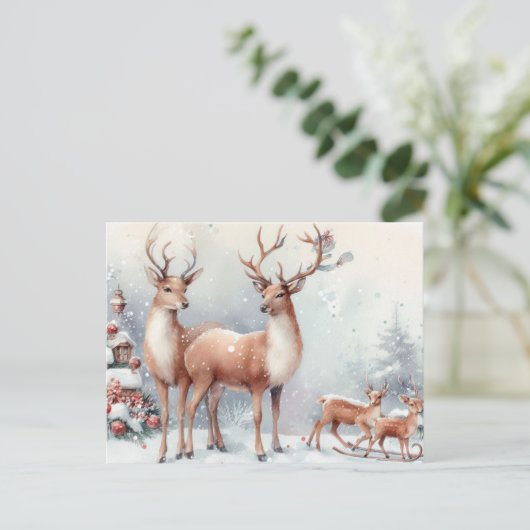 kerstrenrendierster feestdagenkaart (Staand voorkant)