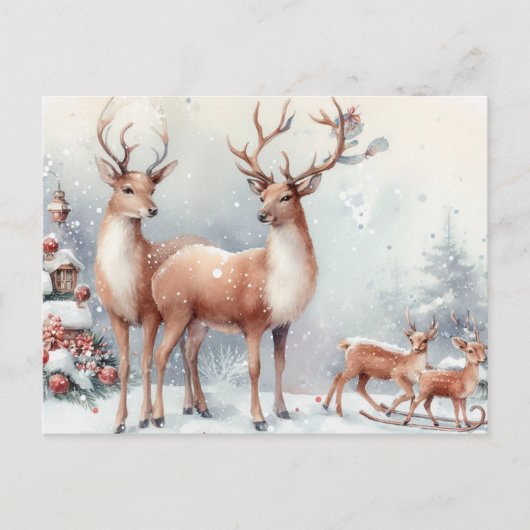 kerstrenrendierster feestdagenkaart (Voorkant)