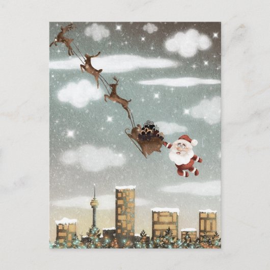 kerstrenrendierster feestdagenkaart (Voorkant)