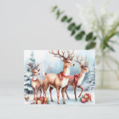 kerstrenrendierster feestdagenkaart (Staand voorkant)