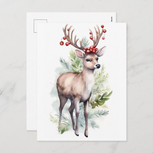 kerstrenrendierster feestdagenkaart (Voorkant / Achterkant)