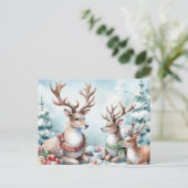 kerstrenrendierster feestdagenkaart (Staand voorkant)