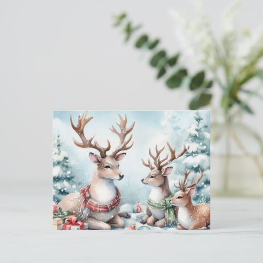 kerstrenrendierster feestdagenkaart (Staand voorkant)