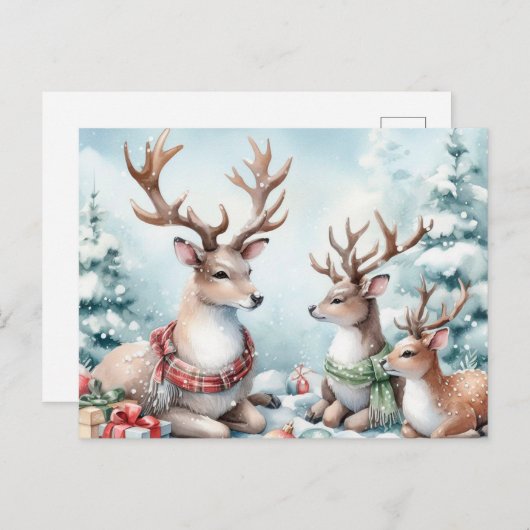 kerstrenrendierster feestdagenkaart (Voorkant / Achterkant)