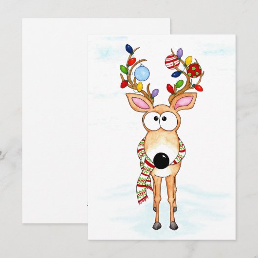 kerstrenrendierster feestdagenkaart (Voorkant / Achterkant)