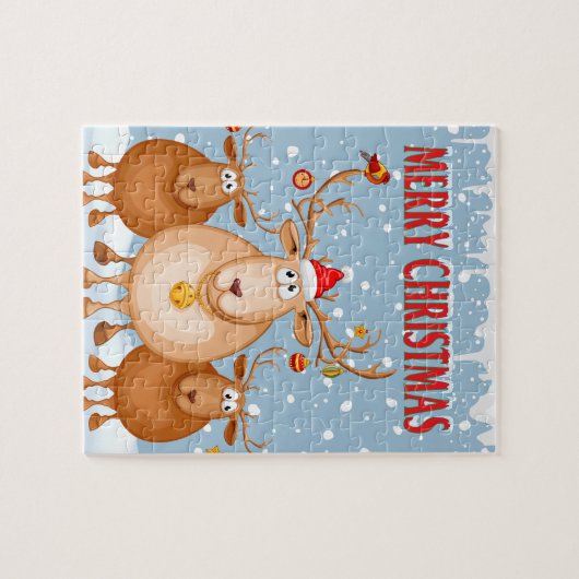 kerstrenrendierster legpuzzel (Horizontaal)