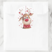 kerstrenrendierster ronde sticker (Tas)