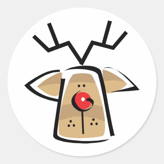 kerstrenrendierster ronde sticker (Voorkant)