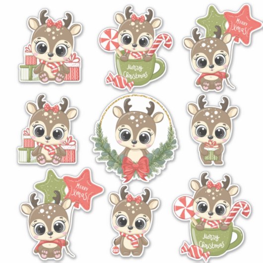 kerstrenrendierster sticker (Voorkant)