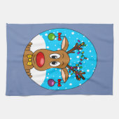 kerstrenrendierster theedoek (Horizontaal)