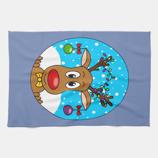 kerstrenrendierster theedoek (Horizontaal)