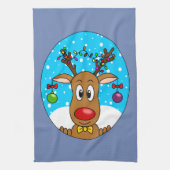 kerstrenrendierster theedoek (Verticaal)