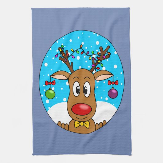 kerstrenrendierster theedoek (Verticaal)