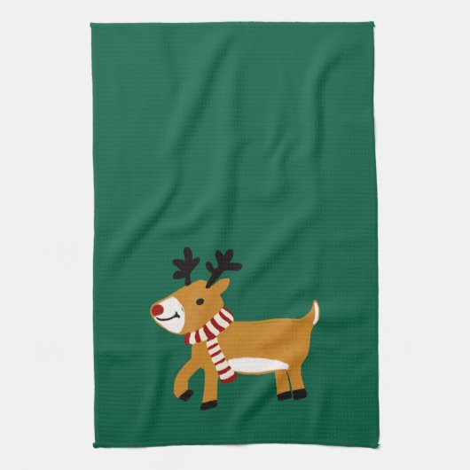 kerstrenrendierster theedoek (Verticaal)