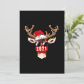 kerstrenrendiertje met gezichtsmasker kerstmis save the date (Staand voorkant)