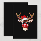 kerstrenrendiertje met gezichtsmasker kerstmis save the date (Voorkant / Achterkant)