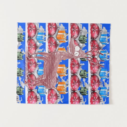 kerstrenrendiertjes wandkleed (Voorkant (horizontaal))