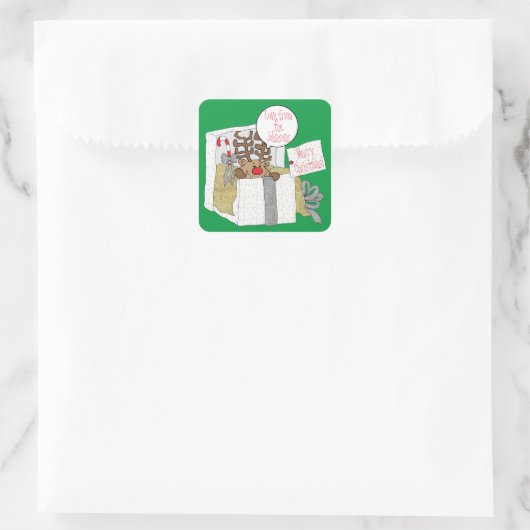 kerstrenrennen GiftBox Vierkante Sticker (Tas)