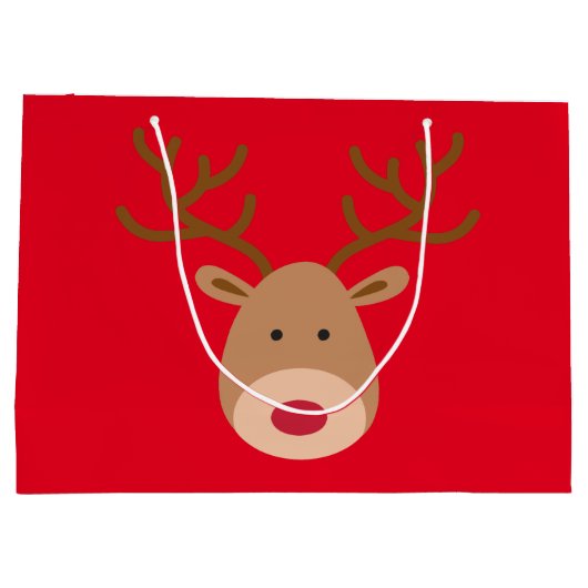 kerstrenrennier Glossy Gift Bag Large Cadeautasje (Achterkant)