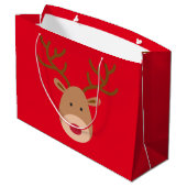 kerstrenrennier Glossy Gift Bag Large Cadeautasje (Achterkant Gekanteld)