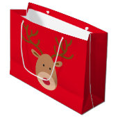 kerstrenrennier Glossy Gift Bag Large Cadeautasje (Voorkant Gekanteld)