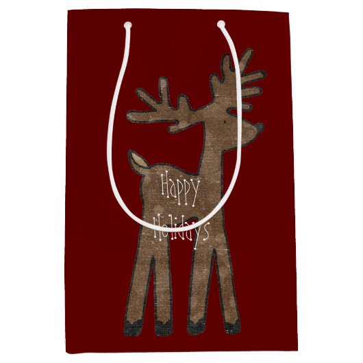 kerstrenrenrendiertje medium cadeauzakje (Voorkant)