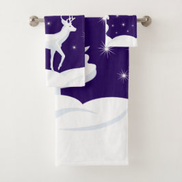 kerstrenrenrennen Bunny Tree Snow Night Star Sky Bad Handdoek