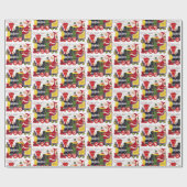 kerstresten en kerstkinderen cadeaupapier (Vlak)