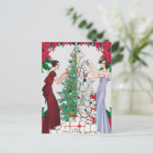 Kerstresten Kunst Deco  legante dames Briefkaart (Staand voorkant)