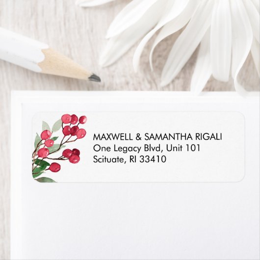 Kerstretour Adres Label Bessen & bladeren (Insitu)