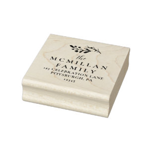 Kerstretour Adres Stempel met Holly Leaves