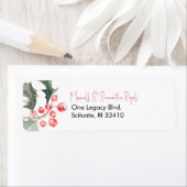 Kerstretour Adreslabels Holly & Berries Etiket (Insitu)