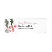 Kerstretour Adreslabels Holly & Berries Etiket (Voorkant)