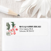 Kerstretouradres Holly & Berries Etiket (Insitu)