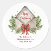 Kerstretouradres  ronde sticker (Voorkant)
