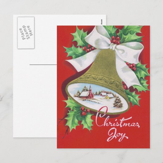 Kerstretro bel Vakantie briefkaart (Voorkant / Achterkant)