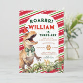 Kerstretro dinosaurus boog Waterverf Verjaardag Kaart (Staand voorkant)