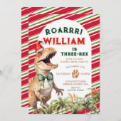 Kerstretro dinosaurus boog Waterverf Verjaardag Kaart (Voorkant / Achterkant)