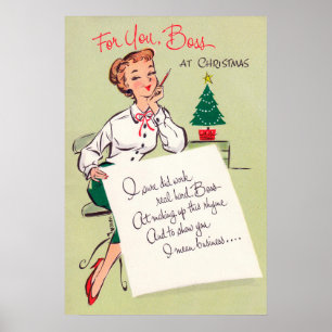 kerstretro kantoor decor poster