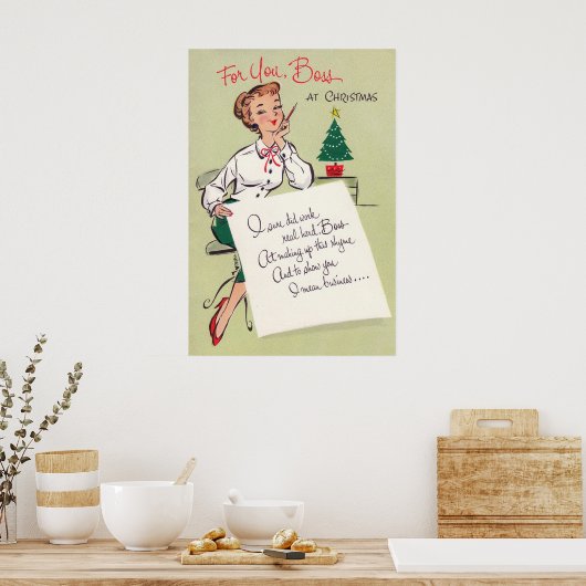 kerstretro kantoor decor poster (Keuken)
