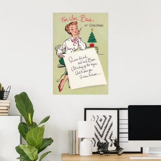 kerstretro kantoor decor poster (Thuiskantoor)