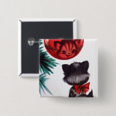  kerstretro-kateflectie, leuke knop vierkante button 5,1 cm (Voorkant /achterkant)